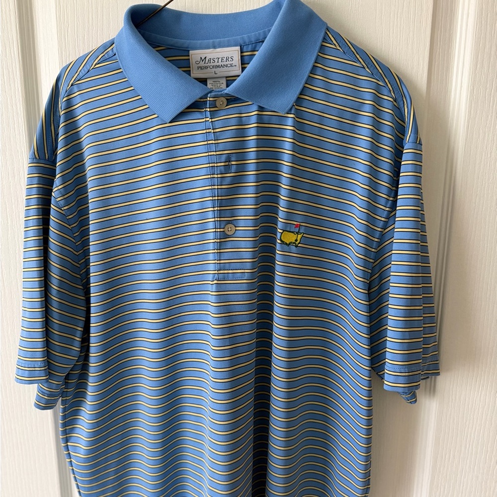 Masters Blue and Yellow Striped Polo Shirt